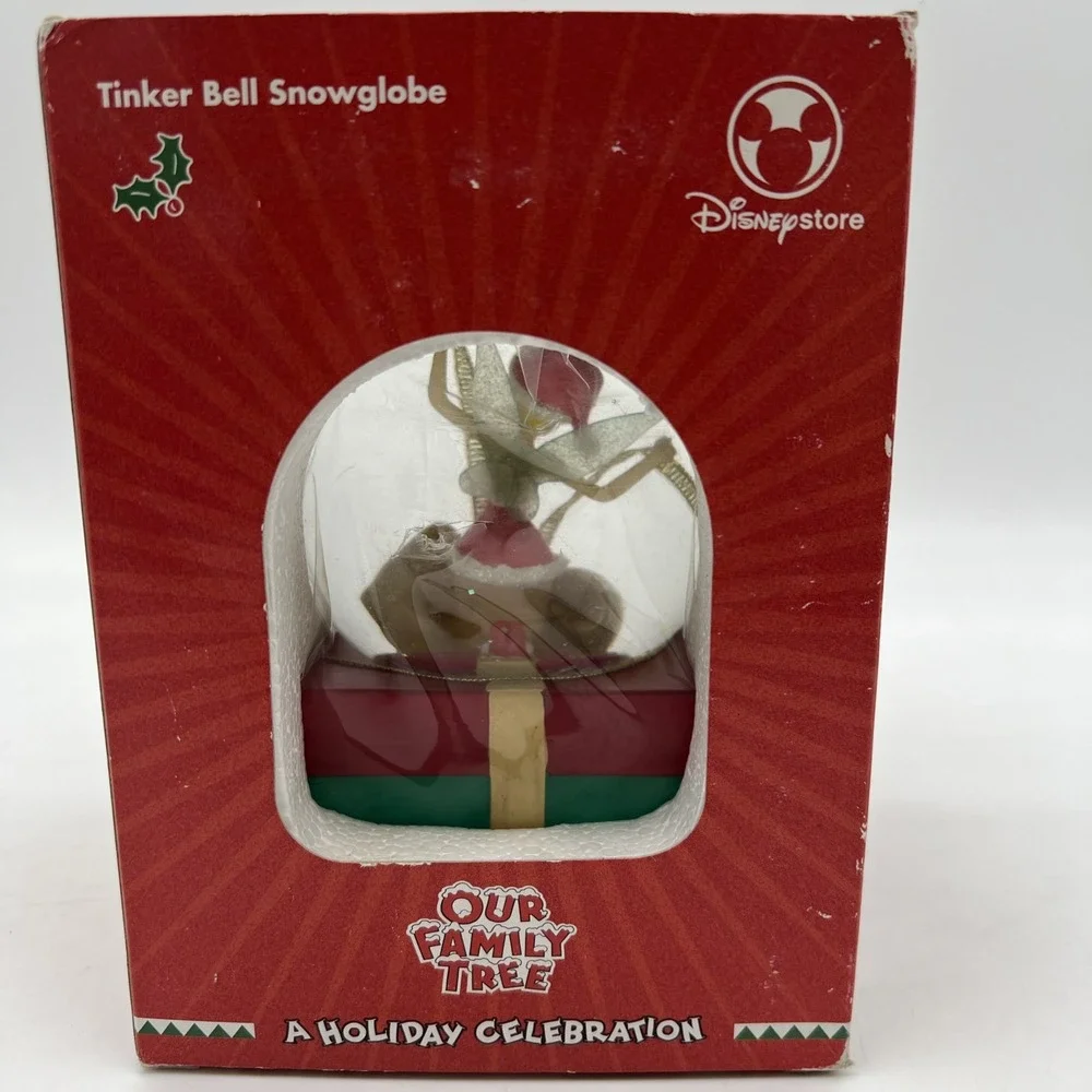 2005 Disneystore Our Family Tree Tinker Bell Snow Globe Vintage Christmas Decor